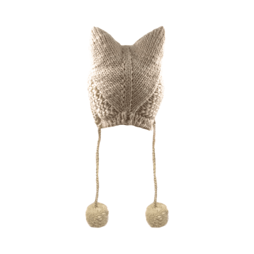 Handmade Crochet Cat Ear Beanie with Ear Flaps