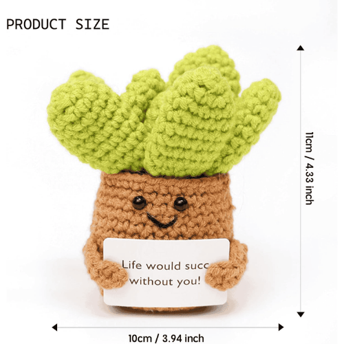 Positive Energy Crochet Cactus – Handmade Emotional Support Desk Companion