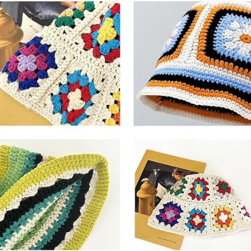 Modern "Azure Flora" Crochet Bucket Hat