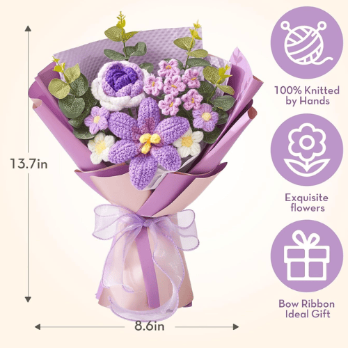 Handmade Crochet Tulip Bouquet – Hand-Knitted Everlasting Flowers