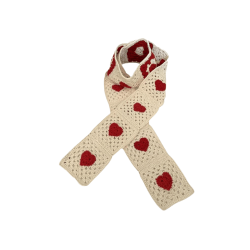 Handmade Granny Square Knit Long Scarf for Women