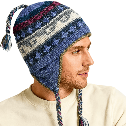 Handmade Wool Knit Winter Hat with Micro Fleece Lining