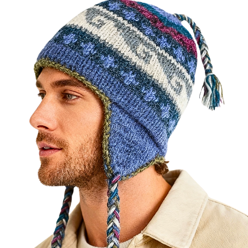 Handmade Wool Knit Winter Hat with Micro Fleece Lining
