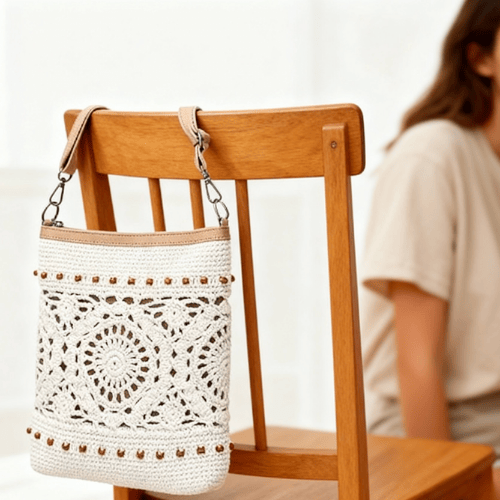 Handmade Cotton Crochet Crossbody Shoulder Bag