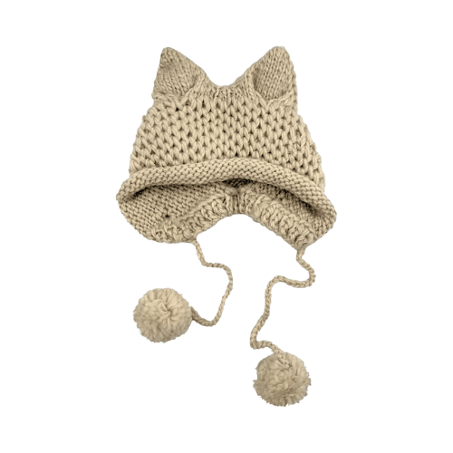 Handmade Crochet Cat Ear Beanie with Ear Flaps