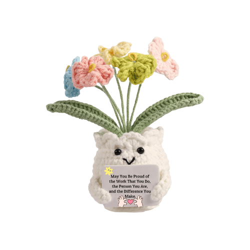 Handmade Crochet Forget-Me-Not Flower Desk Decor