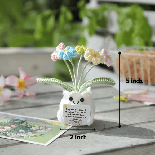 Handmade Crochet Forget-Me-Not Flower Desk Decor