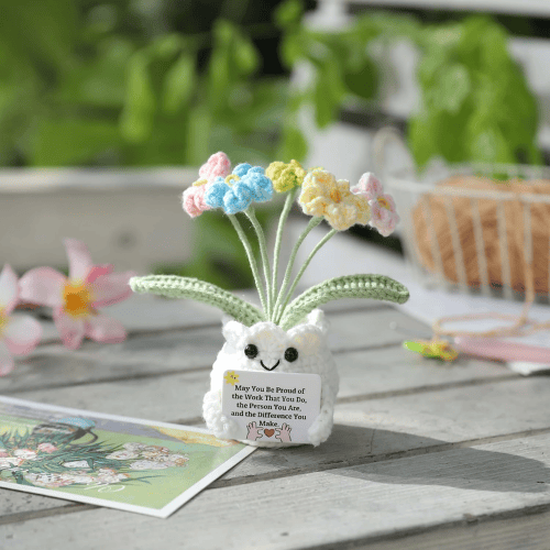 Handmade Crochet Forget-Me-Not Flower Desk Decor