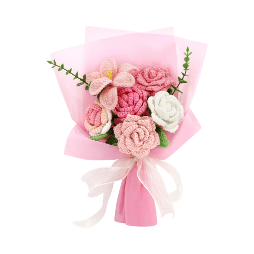 Handmade Crochet Flower Bouquet in Pink