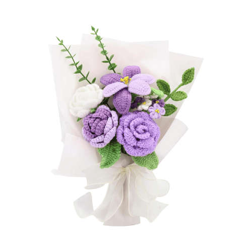 Handmade Crochet Flower Bouquet in Purple