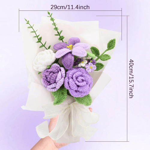 Handmade Crochet Flower Bouquet in Purple