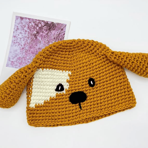 Handmade Crochet Dog Face Beanie Hat