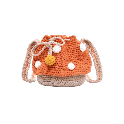 Handmade Wool Knitted Mushroom Crossbody Bucket Bag