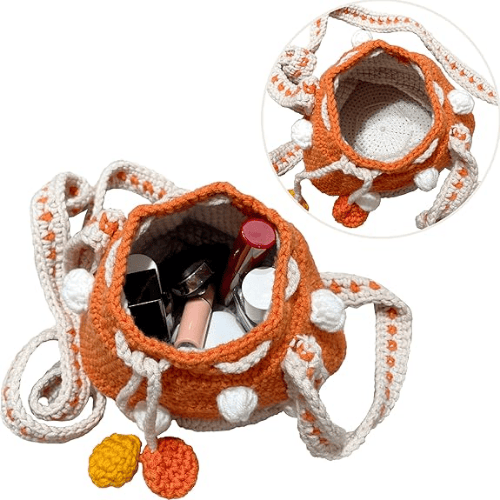 Handmade Wool Knitted Mushroom Crossbody Bucket Bag