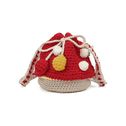 Handmade Wool Knitted Mushroom Crossbody Bucket Bag