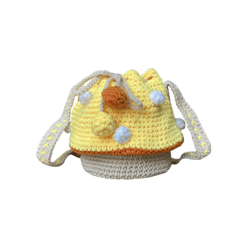 Handmade Wool Knitted Mushroom Crossbody Bucket Bag