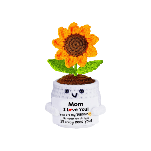 Hand-Knitted Forever Sunflower – Artisanal Crochet Potted Flower