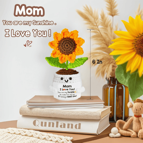 Hand-Knitted Forever Sunflower – Artisanal Crochet Potted Flower