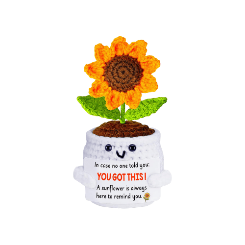 Hand-Knitted Forever Sunflower – Artisanal Crochet Potted Flower