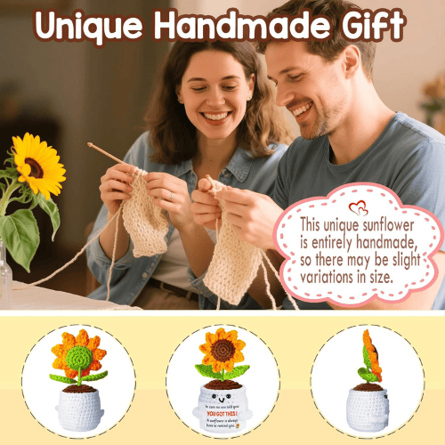 Hand-Knitted Forever Sunflower – Artisanal Crochet Potted Flower