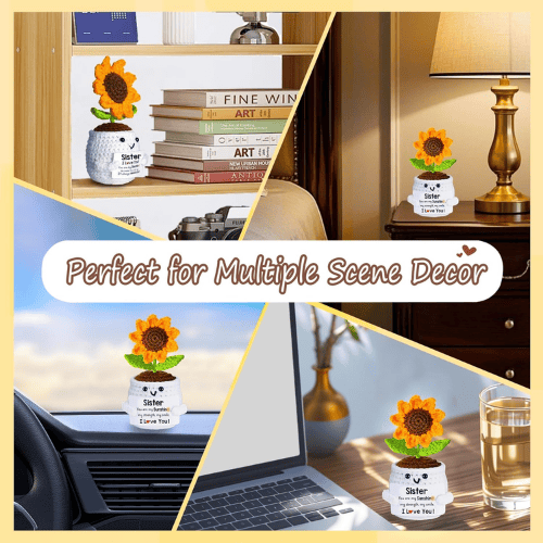 Hand-Knitted Forever Sunflower – Artisanal Crochet Potted Flower
