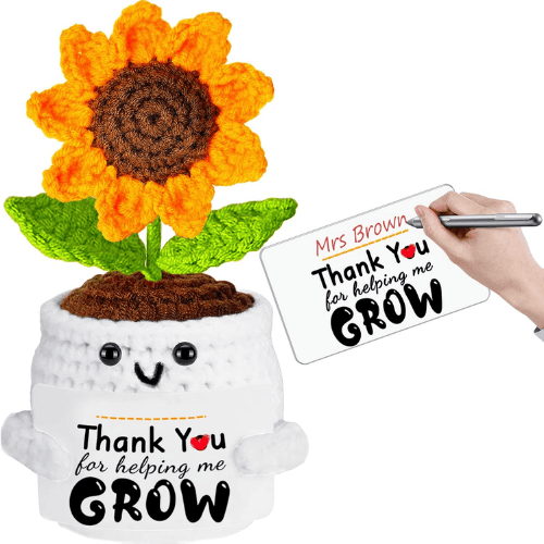 Hand-Knitted Forever Sunflower – Artisanal Crochet Potted Flower