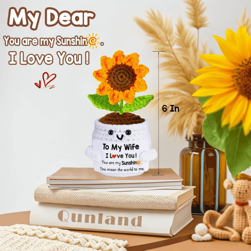 Hand-Knitted Forever Sunflower – Artisanal Crochet Potted Flower