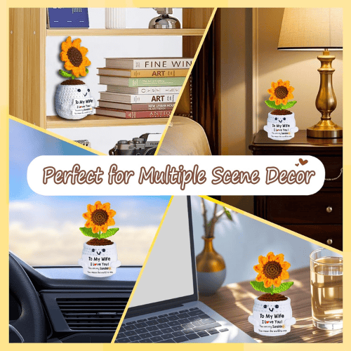 Hand-Knitted Forever Sunflower – Artisanal Crochet Potted Flower