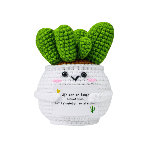 Positive Energy Crochet Cactus – Handmade Emotional Support Desk Companion