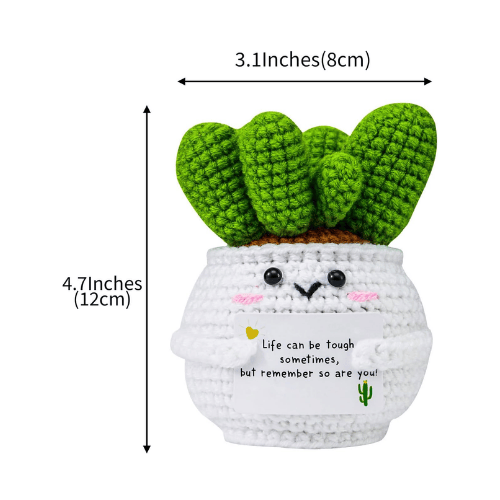 Positive Energy Crochet Cactus – Handmade Emotional Support Desk Companion