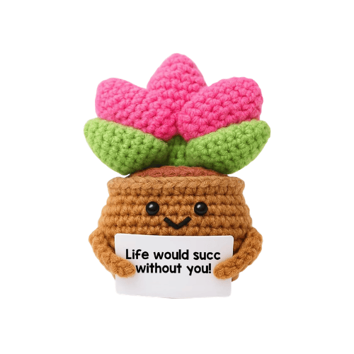 Positive Energy Crochet Cactus – Handmade Emotional Support Desk Companion