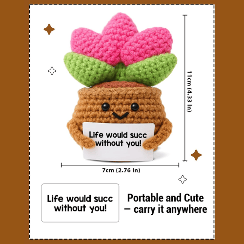 Positive Energy Crochet Cactus – Handmade Emotional Support Desk Companion