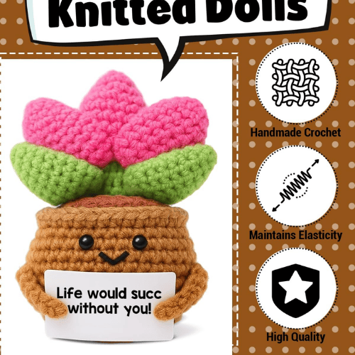 Positive Energy Crochet Cactus – Handmade Emotional Support Desk Companion