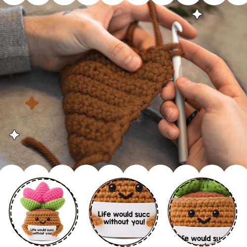 Positive Energy Crochet Cactus – Handmade Emotional Support Desk Companion