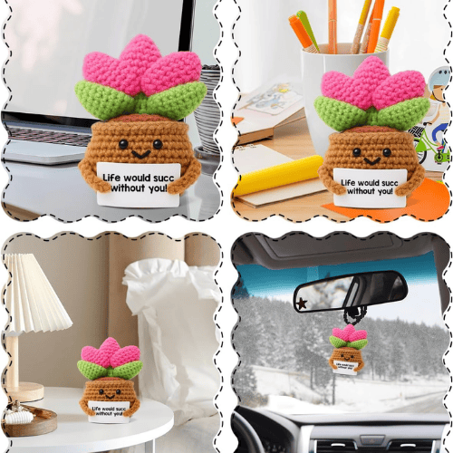 Positive Energy Crochet Cactus – Handmade Emotional Support Desk Companion