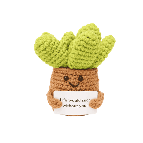 Positive Energy Crochet Cactus – Handmade Emotional Support Desk Companion