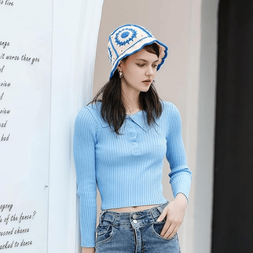 Modern "Petal & Palm" Crochet Bucket Hat