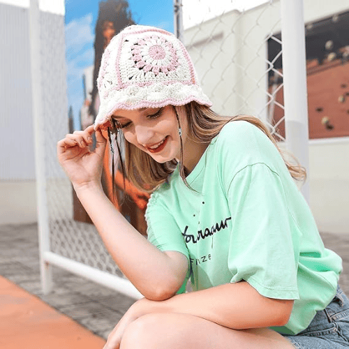Modern "Petal & Palm" Crochet Bucket Hat