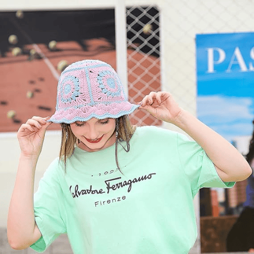 Modern "Petal & Palm" Crochet Bucket Hat