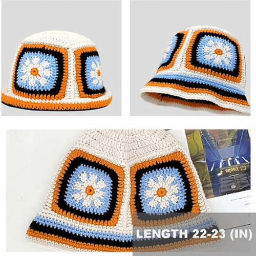 Modern "Azure Flora" Crochet Bucket Hat