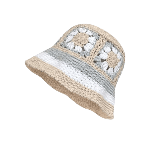 Modern "Azure Flora" Crochet Bucket Hat