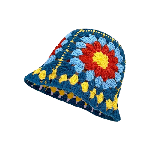 Modern "Azure Flora" Crochet Bucket Hat
