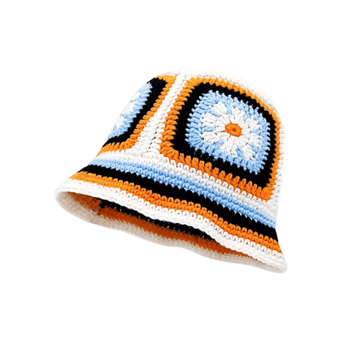 Modern "Azure Flora" Crochet Bucket Hat