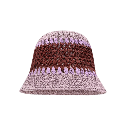 Modern "Coastal Flora" Crochet Bucket Hat – Handmade Stripe Floral Sun Hat