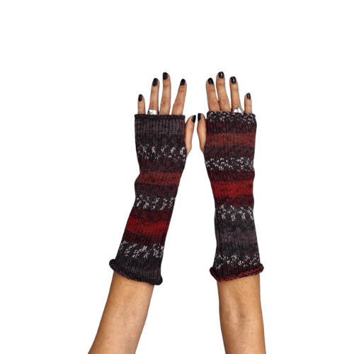 Modern "Prism Knit" Fingerless Gloves – Handmade Wool Blend Winter Hand Warmers