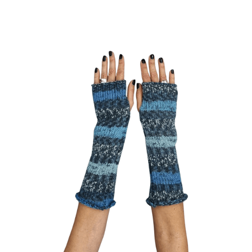 Modern "Prism Knit" Fingerless Gloves – Handmade Wool Blend Winter Hand Warmers