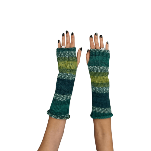 Modern "Prism Knit" Fingerless Gloves – Handmade Wool Blend Winter Hand Warmers