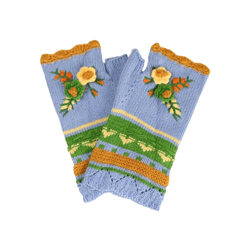 Modern "Petal-Soft" Crochet Gloves – Handmade Flower Arm Warmers
