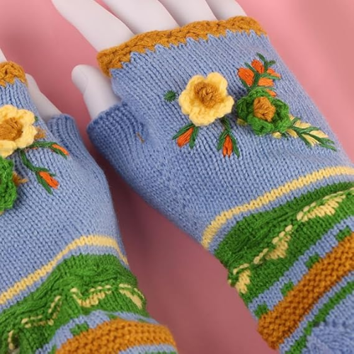 Modern "Petal-Soft" Crochet Gloves – Handmade Flower Arm Warmers