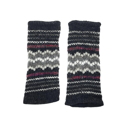 Hand-Knit Wool & Raw Silk – Ultra-Warm Fleece Lined Fingerless Mittens